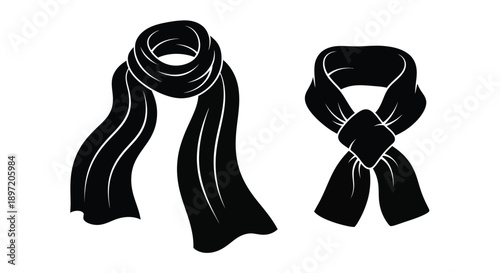 Two black scarves displayed in different styles a striking silhouette