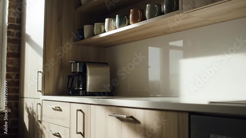 Modern Kitchen Interior With Natural Sunlight And Stylish Appliances