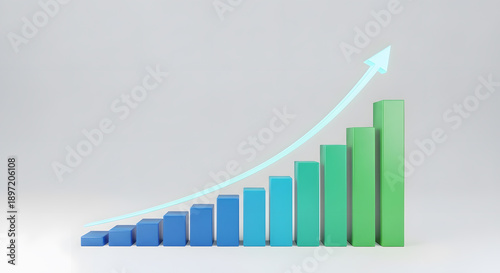 A bar chart showing exponential growth, symbolizing business scalability, financial success, and market expansion. This corporate graphic represents profit increase, performance improvement, and succe