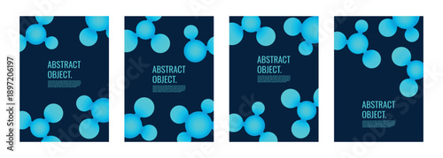 A set of modern abstract vector designs featuring abstract patterns created from connected liquid drops. Modern geometric shapes – metaballs. Vertical vector banners, posters.