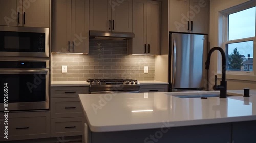 Modern Kitchen Interior With Sleek Appliances And Island