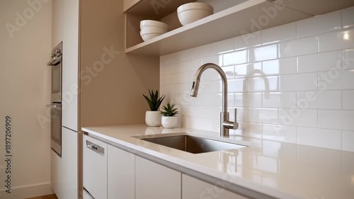 Modern Kitchen Interior With Sleek Cabinetry And Stainless Steel Fixtures