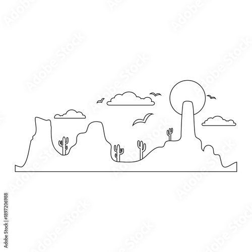 Desert vector icon. Mountain landscape Illustration sign. Mountains symbol or logo.