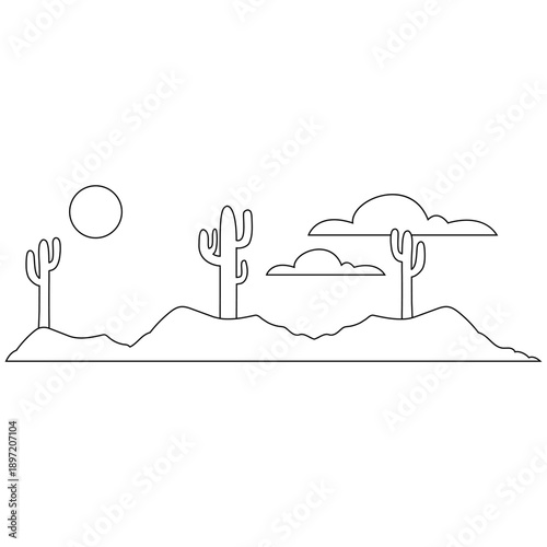 Desert vector icon. Mountain landscape Illustration sign. Mountains symbol or logo.