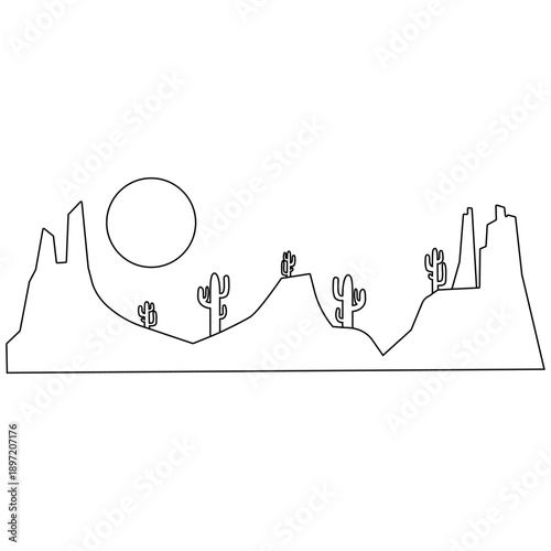 Desert vector icon. Mountain landscape Illustration sign. Mountains symbol or logo.