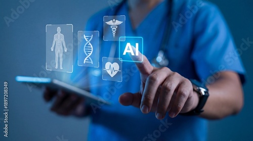 Doctor Using Artificial Intelligence Technology for Modern Healthcare Innovation