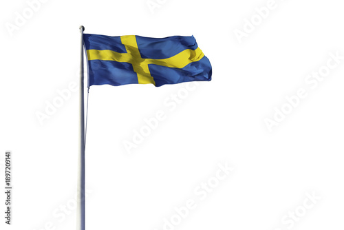 Swedish flag isolated on a transparent background. 6 June. Beautiful Swedish flag waving. Celebration. National Day of Sweden. Swedish Flag Day.