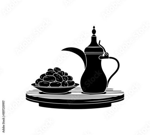 Traditional Arabic Coffee Setup with Dahli and Cezve