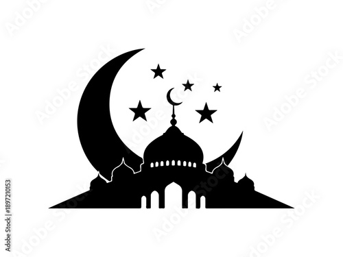 Islamic Mosque with Crescent Moon Icon
