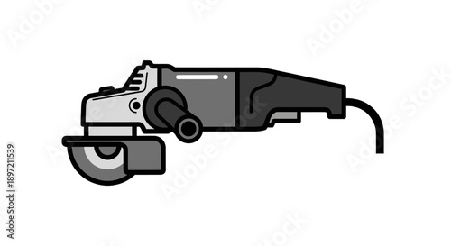 Construction power tool angle grinder in action on a construction site