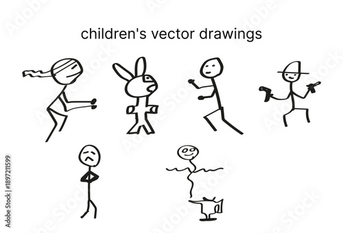 vector illustration children drawing's people