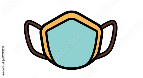A simple illustration of a face mask viewed directly on a clean background