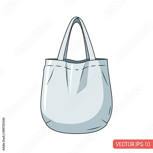A simple white tote bag illustration, a reusable shopping bag that is eco-friendly and versatile for everyday use