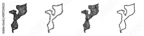 Sketch Mozambique map design set