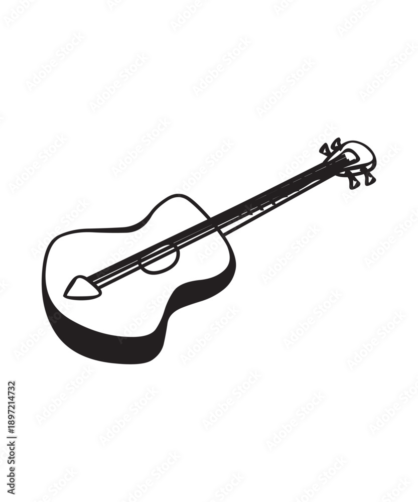 Obraz premium Guiter vector silhouette art icon & Illustrator