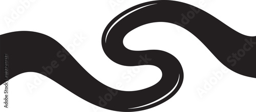 Black wavy line on white background abstract design element