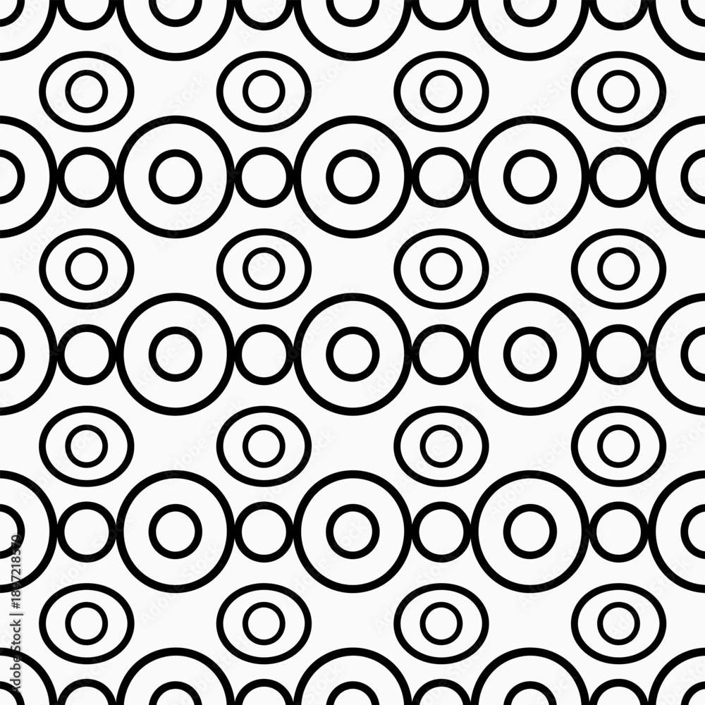Fototapeta premium Seamless black and white geometric pattern of circles and ellipses