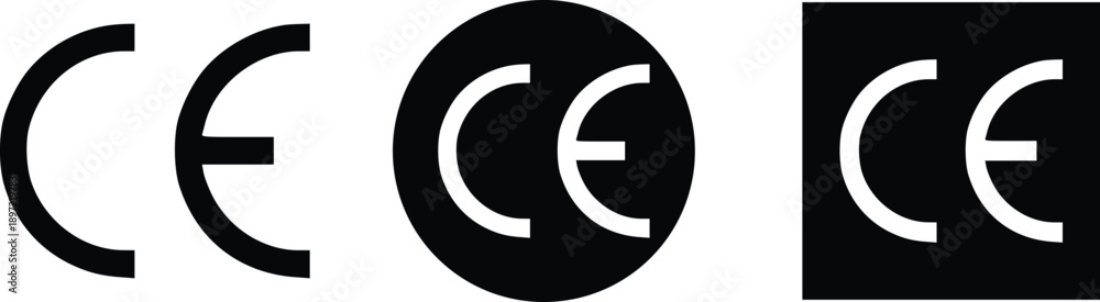 Fotografie CE Mark Logo Variations in Black and White Vector Design