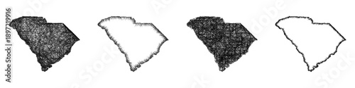 Sketch South Carolina map design set
