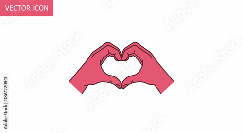 Vector illustration of two hands forming a heart shape on a plain white background.