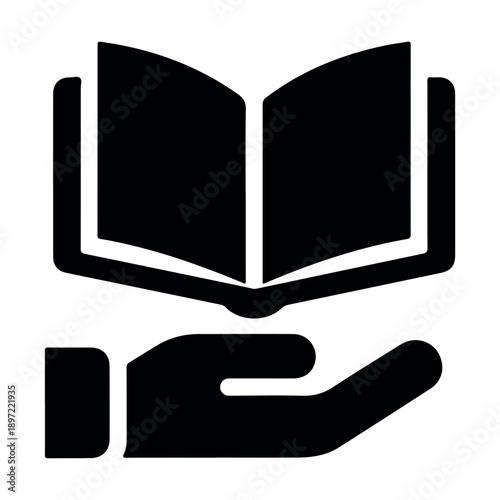 Open book with hand icon symbolizing knowledge sharing