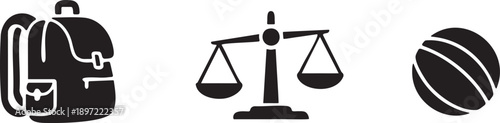 Backpack Balance Scale Ball School Legal Sports Icon