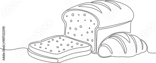 Freshly baked bread and croissant illustration