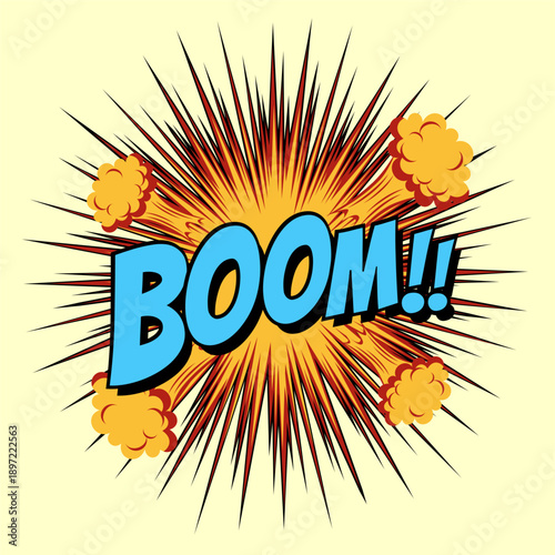 Wallpaper Mural Comic Book Explosion Effect with Boom text Torontodigital.ca