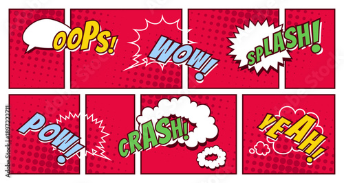 Wallpaper Mural Graphic Pink Comic Background with Retro Speech Effects Torontodigital.ca