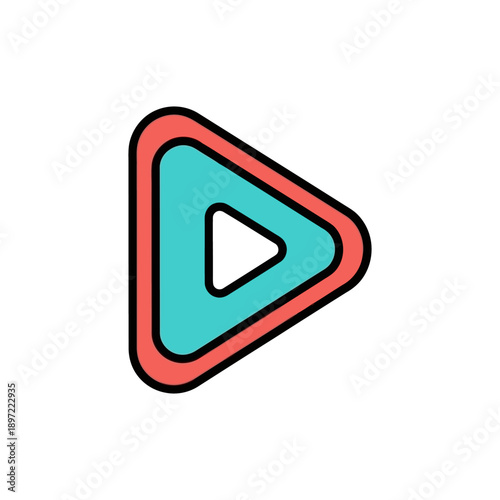Modern play button icon for multimedia content and presentations