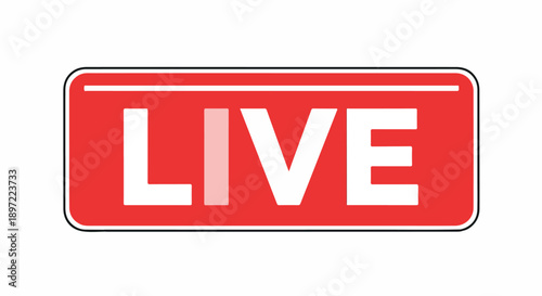 Vibrant red 'LIVE' indicator for real-time broadcasts, signifying an active stream or ongoing online event status