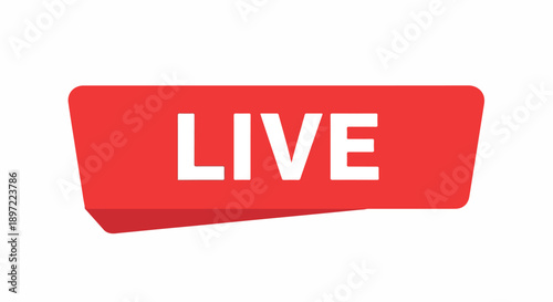 Eye-catching red 'LIVE' button for digital streaming, broadcasting, or real-time event notifications on websites and applications
