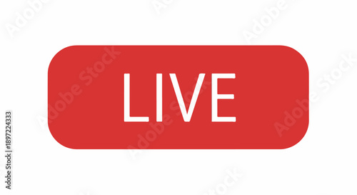 Dynamic red 'LIVE' button graphic symbolizing real-time broadcasting, video streaming, or an active event status online and in digital platforms