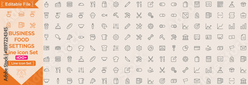 Bicycle and cyclist equipment, types of sports activity and award, grocery store food line icon set. City infrastructure, public transport, construction thin black outline symbols vector illustration