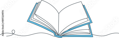 Simple Line Drawing of an Open Book