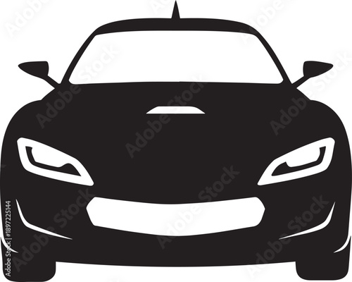 Sports Car Front View Silhouette – Supercar Icon Vector .