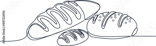 Continuous line drawing of bread