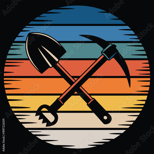 Set of tools with vector illustrations of a horse and bicycle silhouettes featuring a clock icon and business success target symbol on a black circle board design