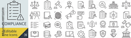 線の編集ができるコンプライアンスに関するアイコンセット（アウトライン化していない）

