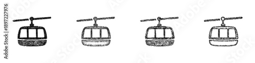 Sketch cable car icon design set