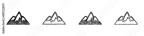 Sketch mountain peak icon design set