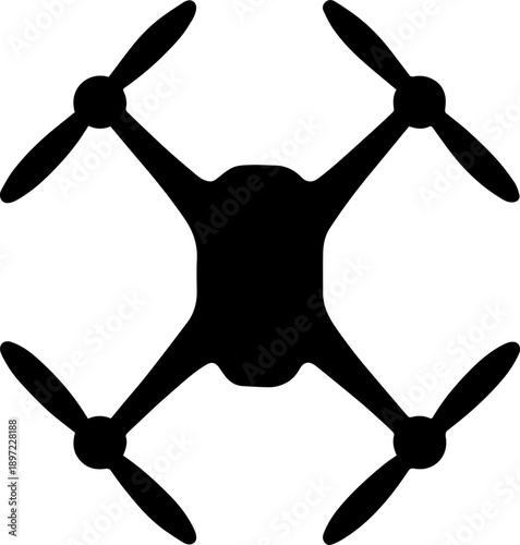Quadcopter Drone Silhouette Aerial Technology Flying Device Illustration