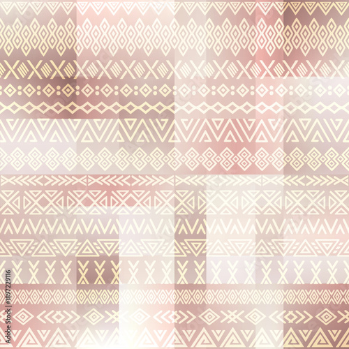 Seamless ethnic pattern, hand-drawn ethnic geometric elements, tribal pattern African or Indian vector design