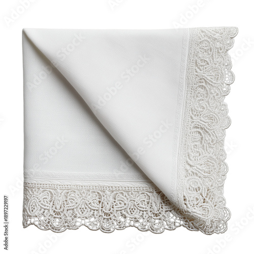 white linen napkins with detailed lace borders for formal dining occasions isolated on transparent background png