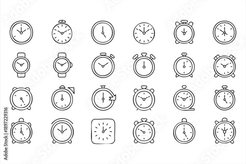 Time Management and Scheduling Outline Icons Collection