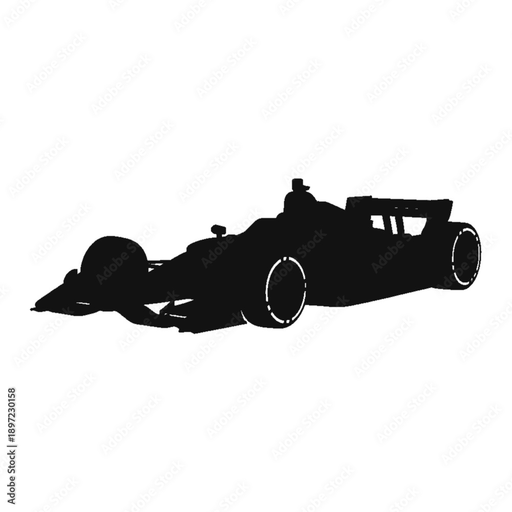 Fototapeta premium Silhouette Speed: A sleek, dynamic silhouette of a Formula 1 racing car, embodies the essence of speed, precision, and the thrill of motorsport.