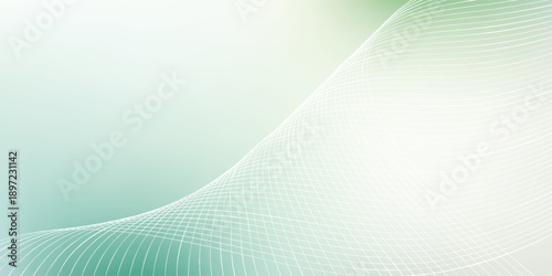 Abstract flowing green and white lines creating a soft ethereal background.