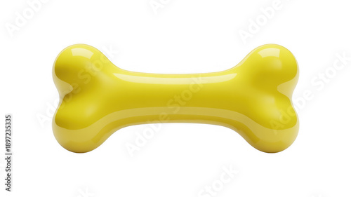 Yellow rubber dog bone toy isolated on a transparent background