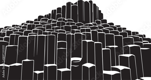 Black and white 3D cityscape with skyscrapers and buildings