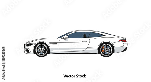Vector illustration of a sleek white sports car with tinted windows.